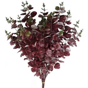 Leaf Design Artificial Flowers, 6 X 100cm Eucalyptus Burgundy Leaf Design Artificial Flowers, 6 X 100cm Eucalyptus Burgundy