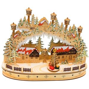 Dekohelden24 LED Wooden Candle Arch, Light Arch, Candlestick Arch, Window Candle Arch with Moving Christmas Tree Including Power Supply and Battery Operation Possible Length x Width x Height Approx. 45 x 12 x 35 Dekohelden24 LED Wooden Candle Arch, Light Arch, Candlestick Arch, Window Candle Arch with Moving Christmas Tree Including Power Supply and Battery Operation Possible Length x Width x Height Approx. 45 x 12 x 35