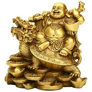 BRASSTAR 4.5”(H) Ruyi Laughing Buddha and Turtle-Wealth, Good Fortune, Health Buddha Statue for Home Office Decor PTZY062 BRASSTAR 4.5”(H) Ruyi Laughing Buddha and Turtle-Wealth, Good Fortune, Health Buddha Statue for Home Office Decor PTZY062
