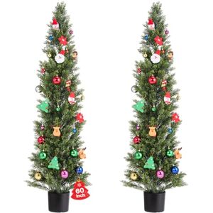 VEVOR Artificial Topiary Cedar Trees, 2 Set 1524mm Faux Pine Shrubs Plants, Fake Silk Tree Look Real, Easy Assembly for Decor Front Porch Outdoor Patio Garden Balcony Backyard Indoor Office VEVOR Artificial Topiary Cedar Trees, 2 Set 1524mm Faux Pine Shrubs Plants, Fake Silk Tree Look Real, Easy Assembly for Decor Front Porch Outdoor Patio Garden Balcony Backyard Indoor Office