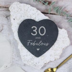 eBuyGB Laser Engraved Heart Slate Coaster, 30 & Fabulous Milestone Birthday, 30th Birthday Gift for Her, Sister, Daughter, Friend, Drinks Coaster eBuyGB Laser Engraved Heart Slate Coaster, 30 & Fabulous Milestone Birthday, 30th Birthday Gift for Her, Sister, Daughter, Friend, Drinks Coaster