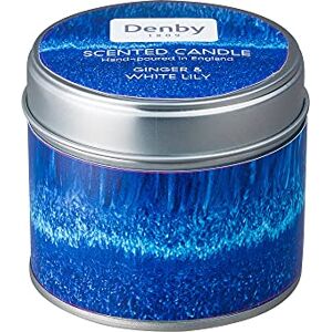 Denby Blue Haze Candle & Tin with Lid Hand-Poured Natural Wax Candle 25 Hour Burn Time Lily and Jasmine Fragrance for Home Perfect for Gifting Denby Blue Haze Candle & Tin with Lid Hand-Poured Natural Wax Candle 25 Hour Burn Time Lily and Jasmine Fragrance for Home Perfect for Gifting