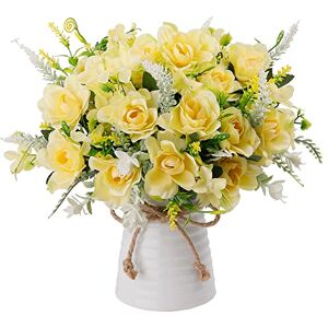 LESING Artificial Flowers with Vase for Table Centerpieces,Fake Silk Gardenia Flower in Vase Decoration for Home Office Party (Champagne) LESING Artificial Flowers with Vase for Table Centerpieces,Fake Silk Gardenia Flower in Vase Decoration for Home Office Party (Champagne)