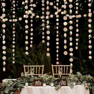 Decor365 Glitter Champagne Gold Decorations Paper Circle Dots Garland Party Streamers Bunting Backdrop Hanging Decor Banner/Wedding/Bachelorette/Bridal Shower/Christmas/New Year/Home/Engagement/ Decor365 Glitter Champagne Gold Decorations Paper Circle Dots Garland Party Streamers Bunting Backdrop Hanging Decor Banner/Wedding/Bachelorette/Bridal Shower/Christmas/New Year/Home/Engagement/