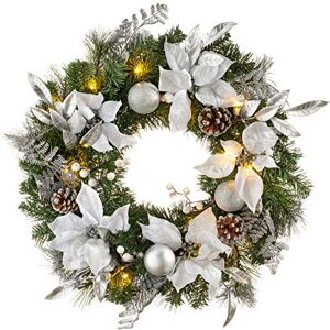 WeRChristmas Pre-Lit Decorated Christmas Wreath with 20 Chasing Warm LED Lights, Multi-Colour, 2 feet/60cm WeRChristmas Pre-Lit Decorated Christmas Wreath with 20 Chasing Warm LED Lights, Multi-Colour, 2 feet/60cm