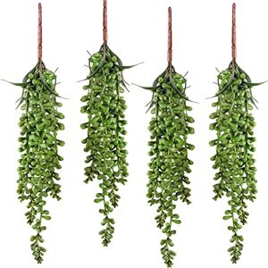 Meiliy 4pcs Artificial Succulent Plants Hanging Succulent Plants Faux Succulents Unpotted Branch String of Pearls Plant for Home Kitchen Office Wedding Garden Craft Art Decor Meiliy 4pcs Artificial Succulent Plants Hanging Succulent Plants Faux Succulents Unpotted Branch String of Pearls Plant for Home Kitchen Office Wedding Garden Craft Art Decor