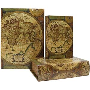 Jolitac Decorative Book Boxes World Map Pattern Antique Book Invisible box with Magnetic cover, Faux Wood Set of 3 Storage Set (Map) Jolitac Decorative Book Boxes World Map Pattern Antique Book Invisible box with Magnetic cover, Faux Wood Set of 3 Storage Set (Map)