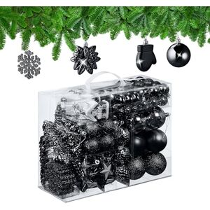 Relaxdays 100x Christmas Ornaments, Baubles, Glittering, Matte & Shiny, Tree Decorations, Plastic, 10 Designs, Black, 24 x 30 x 12 cm Relaxdays 100x Christmas Ornaments, Baubles, Glittering, Matte & Shiny, Tree Decorations, Plastic, 10 Designs, Black, 24 x 30 x 12 cm