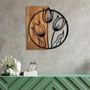 Wallity Elegant Decorative Wooden Wall Accessory, 56 x 57 cm, 100% Real Wood (3 cm) & Metal (1.5 mm), Unique Walnut & Black Finish, Perfect for Home Decor Wallity Elegant Decorative Wooden Wall Accessory, 56 x 57 cm, 100% Real Wood (3 cm) & Metal (1.5 mm), Unique Walnut & Black Finish, Perfect for Home Decor