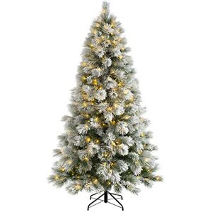 WeRChristmas Pre-lit Snow Drift Flocked Pine Needle Christmas Tree, Multi-Function LED Lights, White, 5 feet/1.5m WeRChristmas Pre-lit Snow Drift Flocked Pine Needle Christmas Tree, Multi-Function LED Lights, White, 5 feet/1.5m