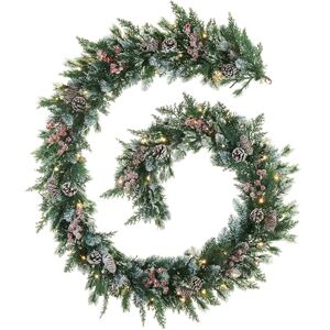 WeRChristmas Pre-Lit Snow Flocked Mixed Tip Garland WeRChristmas Pre-Lit Snow Flocked Mixed Tip Garland