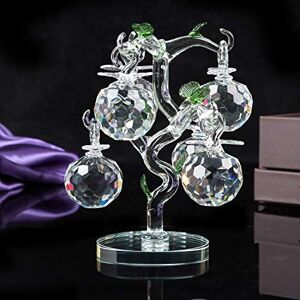London Boutique Decorative Crystal Glass Apple Tree 6 Crystal Clear Multi Coloured Apples Giftware Present Blue Gift Box (Clear) London Boutique Decorative Crystal Glass Apple Tree 6 Crystal Clear Multi Coloured Apples Giftware Present Blue Gift Box (Clear)