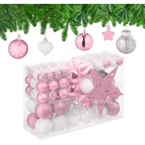 Relaxdays Christmas Baubles Set of 101, Glittering, Tree Decorations, Spheres & Spikes, Plastic, Traditional, Pink, 19 x 20 x 2.5 cm Relaxdays Christmas Baubles Set of 101, Glittering, Tree Decorations, Spheres & Spikes, Plastic, Traditional, Pink, 19 x 20 x 2.5 cm