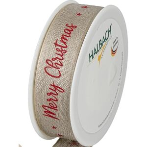 Halbach Seidenbänder Premium Linen Christmas Gift Ribbon, Width 25 mm, Length 15 m, Christmas Ribbons with Wire for Gifts and Christmas Tree, Made in Germany, Colour: Natural/Red Halbach Seidenbänder Premium Linen Christmas Gift Ribbon, Width 25 mm, Length 15 m, Christmas Ribbons with Wire for Gifts and Christmas Tree, Made in Germany, Colour: Natural/Red