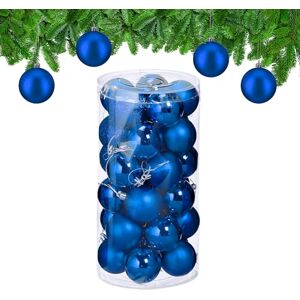 Relaxdays Christmas Bauble Set of 30, Glittery, Matt & Shiny Ornaments, Plastic Xmas Tree Balls, HxD: 7 x 6 cm, Blue Relaxdays Christmas Bauble Set of 30, Glittery, Matt & Shiny Ornaments, Plastic Xmas Tree Balls, HxD: 7 x 6 cm, Blue