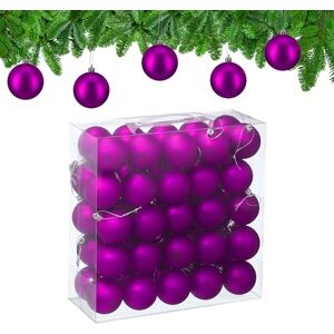Relaxdays Christmas Baubles, Set of 50, Tree Ornaments, Holiday Decorations, Plastic, Shatterproof, 6 cm, Matte, Violet Relaxdays Christmas Baubles, Set of 50, Tree Ornaments, Holiday Decorations, Plastic, Shatterproof, 6 cm, Matte, Violet