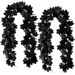 KVCSYAW Black Maple Leaf Garland, 2PCS Halloween Artificial Hanging Fall Leave Vines, Fall Floral Garlands Thanksgiving Decor for Home Wedding Party (11.8FT) KVCSYAW Black Maple Leaf Garland, 2PCS Halloween Artificial Hanging Fall Leave Vines, Fall Floral Garlands Thanksgiving Decor for Home Wedding Party (11.8FT)