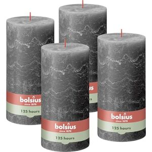 BOLSIUS Rustik Pillar Candle XXL – Anthracite – Set of 4 – Decorative Household Candles – Long Burning Time 125 Hours – Unscented – Includes Natural Vegan Wax – Without Palm Oil – 20 x 10 cm BOLSIUS Rustik Pillar Candle XXL – Anthracite – Set of 4 – Decorative Household Candles – Long Burning Time 125 Hours – Unscented – Includes Natural Vegan Wax – Without Palm Oil – 20 x 10 cm
