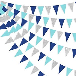 pinkblume 30 Feet Nautical Glitter Paper Triangle Flag,Bunting Pennant Banner for Baby Birthday Shower/Ahoy/Achor/Pirate Theme Party Supplies Decorations(Blue and Silver) pinkblume 30 Feet Nautical Glitter Paper Triangle Flag,Bunting Pennant Banner for Baby Birthday Shower/Ahoy/Achor/Pirate Theme Party Supplies Decorations(Blue and Silver)