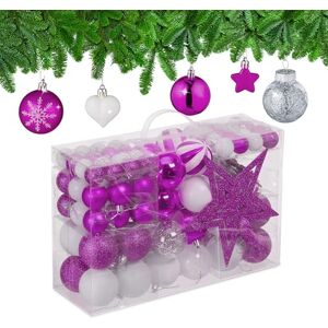 Relaxdays Christmas Baubles Set of 101, Glittering, Tree Decorations, Spheres & Spikes, Plastic, Traditional, Pink, 19 x 20 x 2.5 cm Relaxdays Christmas Baubles Set of 101, Glittering, Tree Decorations, Spheres & Spikes, Plastic, Traditional, Pink, 19 x 20 x 2.5 cm
