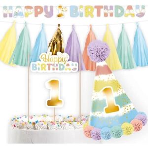 amscan 9913414 Party Set 1st Birthday Rainbow 4 Pieces amscan 9913414 Party Set 1st Birthday Rainbow 4 Pieces