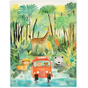 Artery8 Jungle Safari Adventure Animals Kids Bedroom Nursery Giraffe Lion Watercolour Artwork Extra Large XL Wall Art Poster Print Artery8 Jungle Safari Adventure Animals Kids Bedroom Nursery Giraffe Lion Watercolour Artwork Extra Large XL Wall Art Poster Print