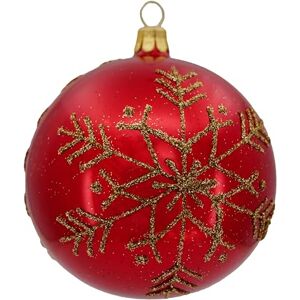 Ornex Set of 6 Ornamental Baubles (Diameter 8 cm) in Hand-Blown and Decorated Glass for Christmas Tree, Red, Gold, 6 Balls Diameter 8 cm Ornex Set of 6 Ornamental Baubles (Diameter 8 cm) in Hand-Blown and Decorated Glass for Christmas Tree, Red, Gold, 6 Balls Diameter 8 cm