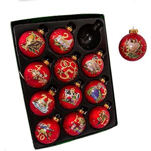 Kurt S. Adler Kurt Adler 12-Piece 12-Days of Christmas Decorative Glass Balls Set, 65mm Kurt S. Adler Kurt Adler 12-Piece 12-Days of Christmas Decorative Glass Balls Set, 65mm