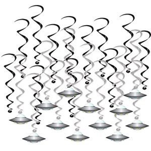 Beistle 53763 Flying Saucer Whirls 24 Piece Outer Space Decorations Alien Party Supplies Hanging Spirals, Paper, Black/Silver/White/Blue/Green Beistle 53763 Flying Saucer Whirls 24 Piece Outer Space Decorations Alien Party Supplies Hanging Spirals, Paper, Black/Silver/White/Blue/Green