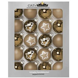 KREBS & SOHN Set of 20 Glass Christmas Tree Baubles Tree Decoration for Hanging Baubles 5.7 cm Gold Stars, 360 g KREBS & SOHN Set of 20 Glass Christmas Tree Baubles Tree Decoration for Hanging Baubles 5.7 cm Gold Stars, 360 g