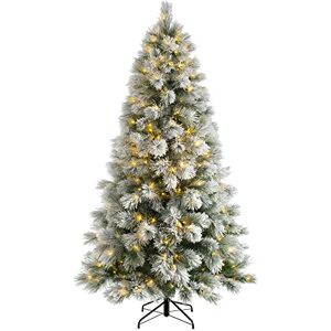 WeRChristmas Pre-Lit Snow Drift Flocked Pine Needle Christmas Tree, Multi-Function LED Lights, Warm White, 6 feet/1.8 m WeRChristmas Pre-Lit Snow Drift Flocked Pine Needle Christmas Tree, Multi-Function LED Lights, Warm White, 6 feet/1.8 m