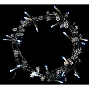 Mr Crimbo 20 White LED Light Garland with Pearl Flowers Flexible Silver Wire Christmas Battery Operated Indoor Deocration Tree Plant Photo Frame Mirror Party Wedding Birthday Celebrations Mr Crimbo 20 White LED Light Garland with Pearl Flowers Flexible Silver Wire Christmas Battery Operated Indoor Deocration Tree Plant Photo Frame Mirror Party Wedding Birthday Celebrations