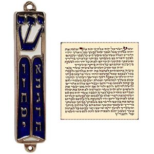TALISMAN4U Ten Commandments Mezuzah avec défilement Ton argenté Bleu Porte Israel 3.5 cm TALISMAN4U Ten Commandments Mezuzah avec défilement Ton argenté Bleu Porte Israel 3.5 cm