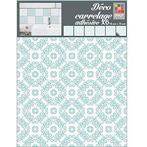 PLAGE 6 Wall tiles stickers, Aurelia, Vinyl, Water Green, each 15x15cm PLAGE 6 Wall tiles stickers, Aurelia, Vinyl, Water Green, each 15x15cm