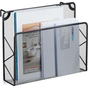 Relaxdays Newspaper Stand, Magazine Holder, Hanging Wall Storage, HxWxD 28 x 35.5 x 10 cm, Metal, Mesh, Documents, Black, Steel Relaxdays Newspaper Stand, Magazine Holder, Hanging Wall Storage, HxWxD 28 x 35.5 x 10 cm, Metal, Mesh, Documents, Black, Steel