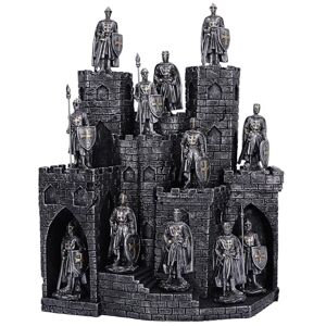 Nemesis Now Knights of the Tower Display With 48 Figurine Set 25cm, Medieval Castle, Silver Resin, Hand-Painted Nemesis Now Knights of the Tower Display With 48 Figurine Set 25cm, Medieval Castle, Silver Resin, Hand-Painted