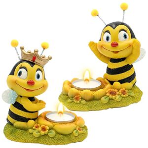 Dekohelden24 Decorative Figurine Bee Couple with Tea Light Holder, Set of 2, Garden Decoration, Polyresin, Size: L/W/H Approx. 7 x 11.5 x 12.5 cm Dekohelden24 Decorative Figurine Bee Couple with Tea Light Holder, Set of 2, Garden Decoration, Polyresin, Size: L/W/H Approx. 7 x 11.5 x 12.5 cm