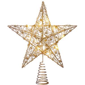 WeRChristmas Pre-lit Sprinky Christmas Tree Top Star LED Lights, Gold, 31cm WeRChristmas Pre-lit Sprinky Christmas Tree Top Star LED Lights, Gold, 31cm