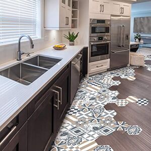 Ambiance Sticker Peel and Stick Decorative Hexagon Suziana Floor Tile, DIY Home Decor, Peel and Stick Removable Stickers, Waterproof Non-Skid Sticker H40 x L90 cm 10 Stickers of 20 x 18 cm Ambiance Sticker Peel and Stick Decorative Hexagon Suziana Floor Tile, DIY Home Decor, Peel and Stick Removable Stickers, Waterproof Non-Skid Sticker H40 x L90 cm 10 Stickers of 20 x 18 cm
