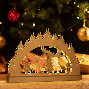SALCAR LED Candle Arch Christmas with 10 LEDs, Battery Light Arch, Christmas Decoration, Indoor Window Table, Illuminated, Advent Light Wood, Warm White SALCAR LED Candle Arch Christmas with 10 LEDs, Battery Light Arch, Christmas Decoration, Indoor Window Table, Illuminated, Advent Light Wood, Warm White