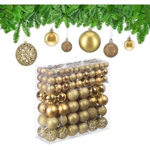Relaxdays Christmas Baubles Set of 150, Glittering, Matt & Shiny Surfaces, Tree Ornaments, Plastic, ∅ 3, 4 & 6 cm, Gold, 150er Set Relaxdays Christmas Baubles Set of 150, Glittering, Matt & Shiny Surfaces, Tree Ornaments, Plastic, ∅ 3, 4 & 6 cm, Gold, 150er Set