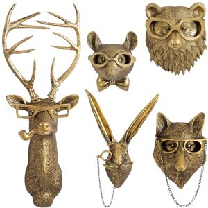 GUASDIE Animal Heads Wall Decor, Faux Deer Head Mount, Animal Sculptures Wall Decor, Resin Animal Head Wall Hanging Decoration for Living Room Bedroom Kitchen Gift,5pcs GUASDIE Animal Heads Wall Decor, Faux Deer Head Mount, Animal Sculptures Wall Decor, Resin Animal Head Wall Hanging Decoration for Living Room Bedroom Kitchen Gift,5pcs