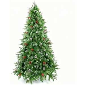 SHATCHI 4ft/120cm Snowy Tips Artificial Christmas Tree with Berries, Frosted Cones, Stockholm Pine Luxury Natural Looking Flocked Tips, Hinged Bushy Branches, Metal Stand Xmas Home Holiday Decorations SHATCHI 4ft/120cm Snowy Tips Artificial Christmas Tree with Berries, Frosted Cones, Stockholm Pine Luxury Natural Looking Flocked Tips, Hinged Bushy Branches, Metal Stand Xmas Home Holiday Decorations