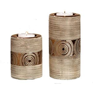 DRW Set of 2 Brown Mandalas Ceramic Candle Holders 7.5x7.5x10cm and 7.5x7.5x15cm DRW Set of 2 Brown Mandalas Ceramic Candle Holders 7.5x7.5x10cm and 7.5x7.5x15cm
