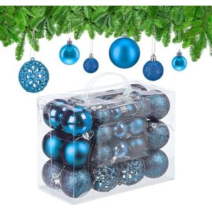 Relaxdays Christmas Bauble Set of 50, Glittery, Matt & Shiny Ornaments, Plastic Xmas Tree Balls, Ø: 3, 4 & 6 cm, Petrol Relaxdays Christmas Bauble Set of 50, Glittery, Matt & Shiny Ornaments, Plastic Xmas Tree Balls, Ø: 3, 4 & 6 cm, Petrol
