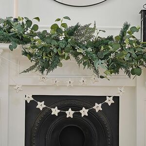 Ginger Ray Felt White Star 'Merry Christmas' Bunting Streamer Garland Hanging Decoration 5m Ginger Ray Felt White Star 'Merry Christmas' Bunting Streamer Garland Hanging Decoration 5m