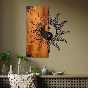 Wallity Elegant Decorative Wooden Wall Accessory, Walnut & Black, 50 x 58 x 3 cm, 100% Wood (3 cm) & Metal (1.5 mm), Unique Design for Stylish Home Decor Wallity Elegant Decorative Wooden Wall Accessory, Walnut & Black, 50 x 58 x 3 cm, 100% Wood (3 cm) & Metal (1.5 mm), Unique Design for Stylish Home Decor