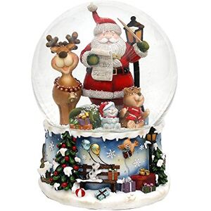 Dekohelden24 XXL Snow Globe, Santa with Funny Elk with Musical Mechanism, Melody: Rudolph The Red-Nosed Reindeer, Dimensions (L x W x H): 15 x 15 x 20 cm, Ball Diameter 15 cm Dekohelden24 XXL Snow Globe, Santa with Funny Elk with Musical Mechanism, Melody: Rudolph The Red-Nosed Reindeer, Dimensions (L x W x H): 15 x 15 x 20 cm, Ball Diameter 15 cm