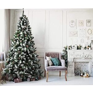 BAKAJI Marilleva Snowy Christmas Tree 150 cm 522 Super Thick Branches with Pine Cones, Polyvinyl Chloride, Green BAKAJI Marilleva Snowy Christmas Tree 150 cm 522 Super Thick Branches with Pine Cones, Polyvinyl Chloride, Green