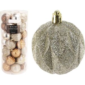 WELL HOME MOBILIARIO & DECORACIÓN Well Home Set of 35 Christmas Baubles Ø6cm with 5 Different Designs in Amber Embossed WELL HOME MOBILIARIO & DECORACIÓN Well Home Set of 35 Christmas Baubles Ø6cm with 5 Different Designs in Amber Embossed